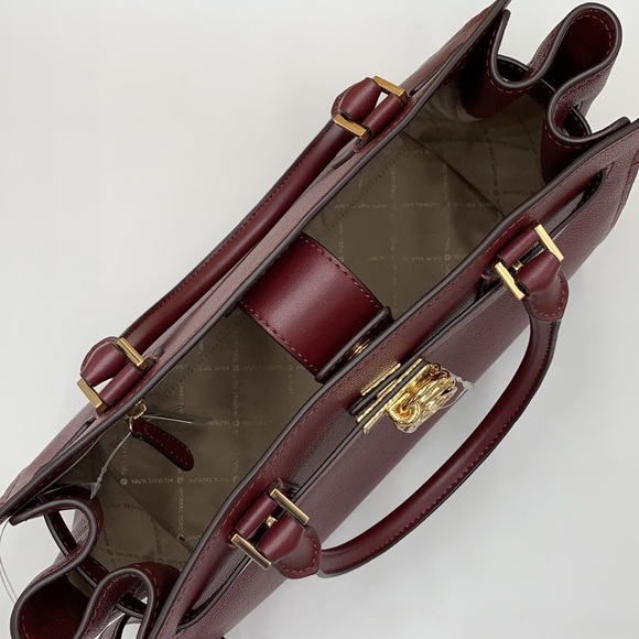 Michael Kors Hamilton Meidum Satchel Shoulder Crossbody Bag Merlot color NWT - Picture 11 of 16
